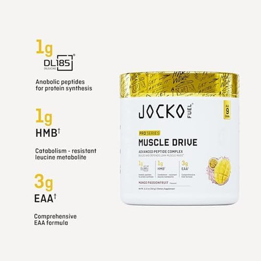 Muscle Drive Pro Series, Mango Passionfruit, HMB, Di-Leucine, Eaas, Protects Lean Muscle Mass & Breakdown, Aids Recovery, Natural Appetite Suppressant, No Bloat, Zero Sugar, 30 Servings