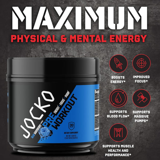 Ultimate Pre Workout Powder - Pre-Workout Energy Powder Drink for Men & Women - High Stim Sugar-Free Nootropic Blend to Support Muscle Pump, Energy, & Recovery 200Mg Caffeine Blue Raspberry