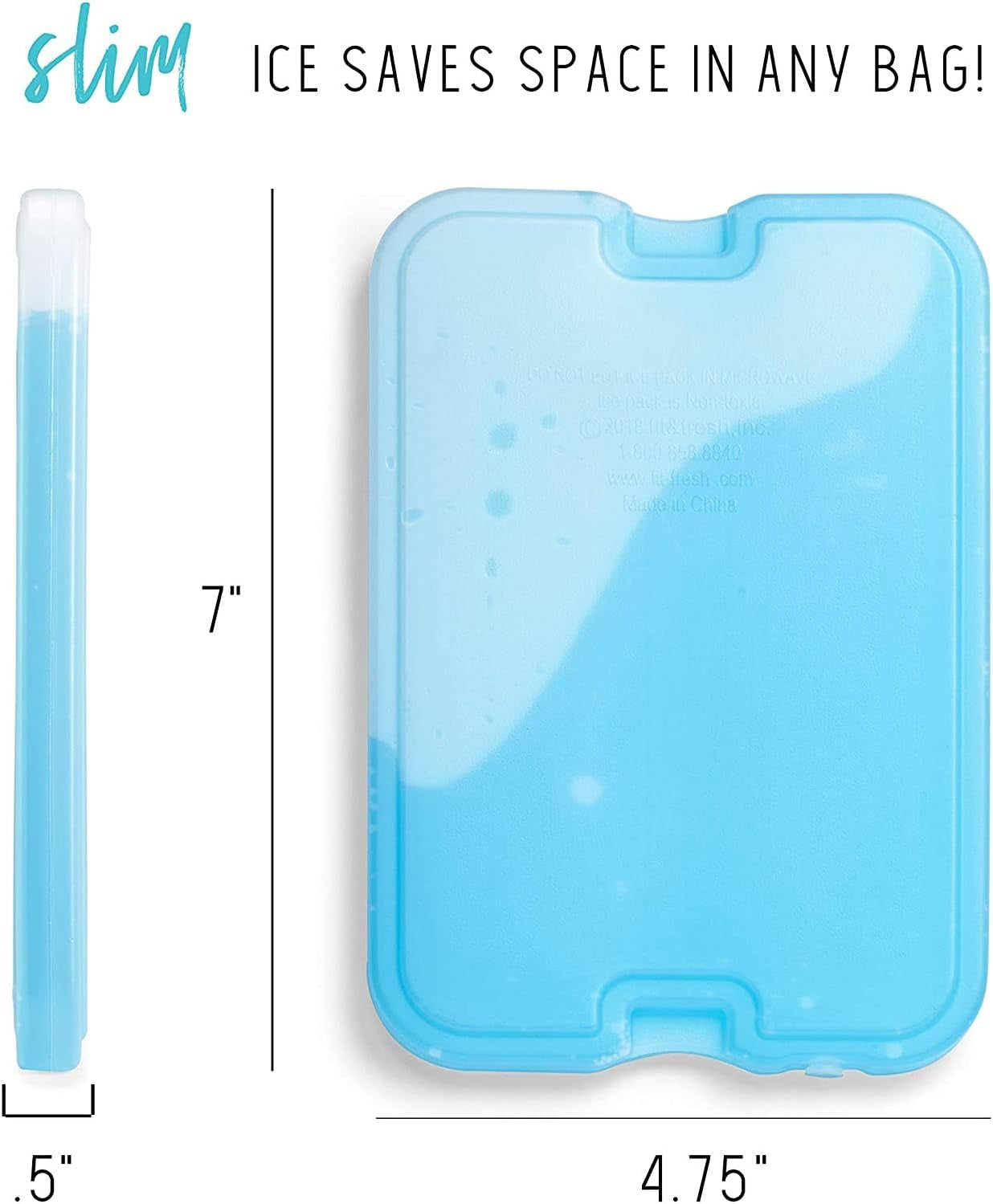 Cool Coolers by  4 Pack XL Slim Ice Packs, Quick Freeze Space Saving Reusable Ice Packs for Lunch Boxes or Coolers