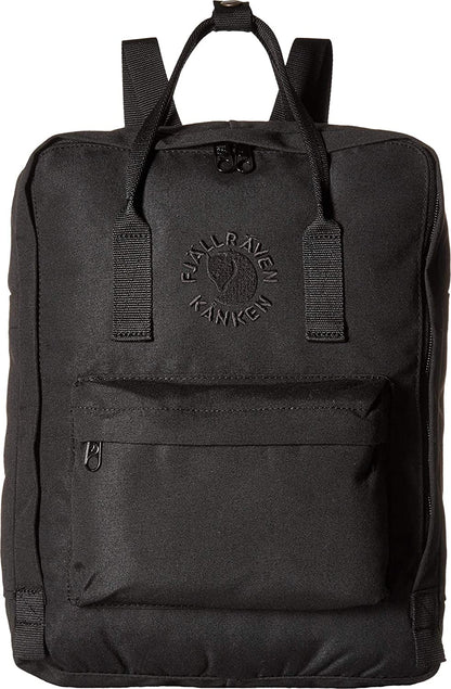 Fjällräven Re-Kanken Backpack - Lightweight Durable Everyday Travel Laptop Bag, Black
