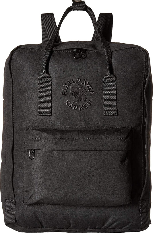 Fjällräven Re-Kanken Backpack - Lightweight Durable Everyday Travel Laptop Bag, Black