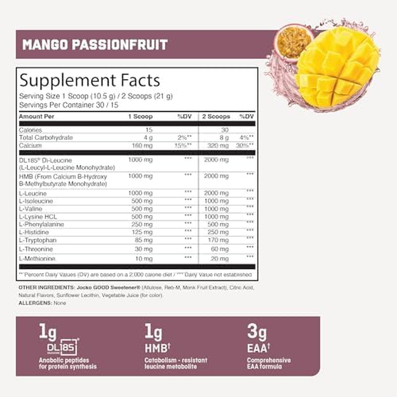 Muscle Drive Pro Series, Mango Passionfruit, HMB, Di-Leucine, Eaas, Protects Lean Muscle Mass & Breakdown, Aids Recovery, Natural Appetite Suppressant, No Bloat, Zero Sugar, 30 Servings