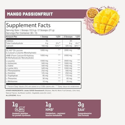 Muscle Drive Pro Series, Mango Passionfruit, HMB, Di-Leucine, Eaas, Protects Lean Muscle Mass & Breakdown, Aids Recovery, Natural Appetite Suppressant, No Bloat, Zero Sugar, 30 Servings