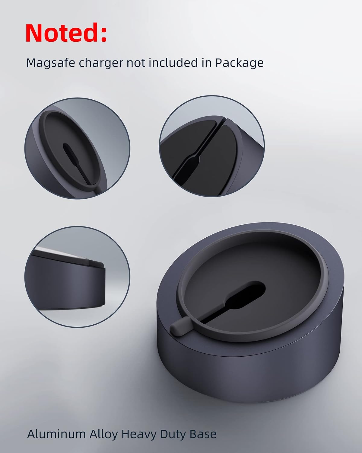 Premium Mag-Safe Charger Stand - Heavy-Duty Metal Holder for iPhone 17/16/15/14/13/12 - Perfect for Desk & Travel - Grey