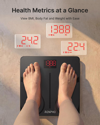 RENPHO Smart Scale for Body Weight, FSA&HSA Eligible, Bathroom Digital Scale with BMI, Body Fat, Bluetooth Fitness Equipment Sync with Apps, Accurate for Weight Loss, Home Use, 400 Lbs - Elis 1
