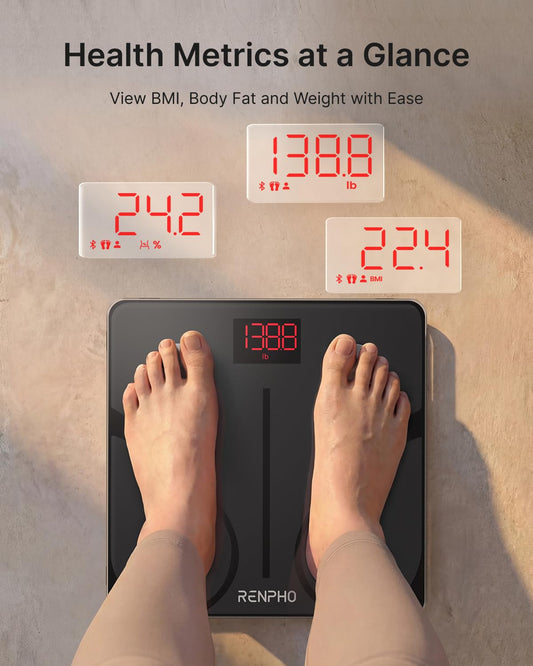 RENPHO Smart Scale for Body Weight, FSA&HSA Eligible, Bathroom Digital Scale with BMI, Body Fat, Bluetooth Fitness Equipment Sync with Apps, Accurate for Weight Loss, Home Use, 400 Lbs - Elis 1