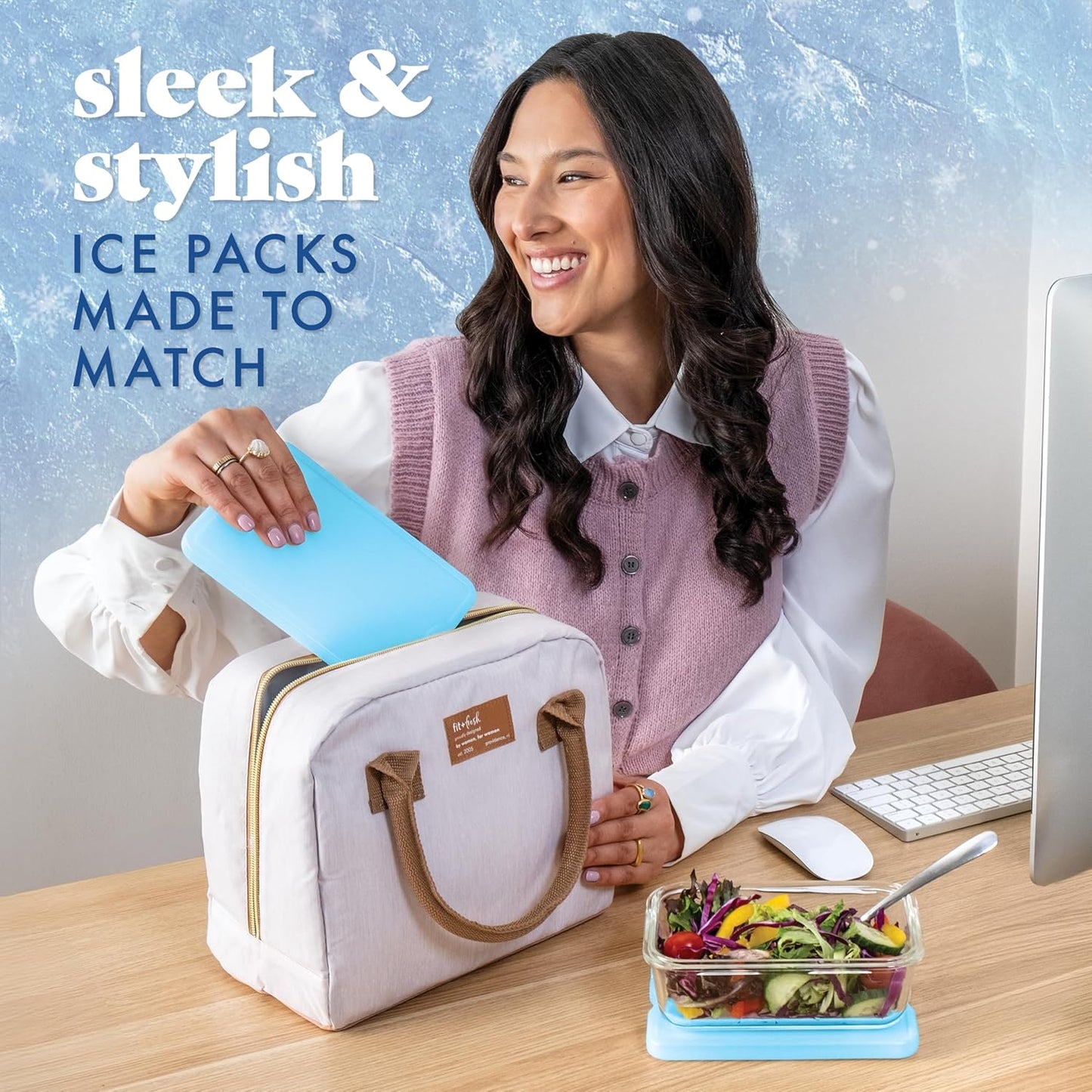 Cool Coolers by  4 Pack XL Slim Ice Packs, Quick Freeze Space Saving Reusable Ice Packs for Lunch Boxes or Coolers