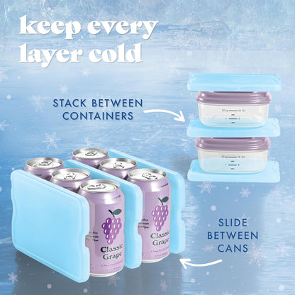 Cool Coolers by  4 Pack XL Slim Ice Packs, Quick Freeze Space Saving Reusable Ice Packs for Lunch Boxes or Coolers